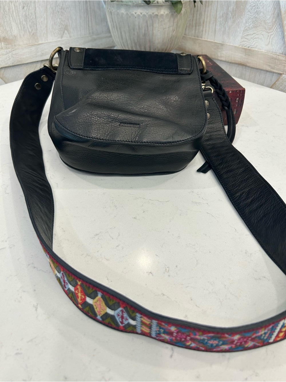 Johnny Was Black Crossbody with Multicolor Embroidered Strap - Picture 3 of 16